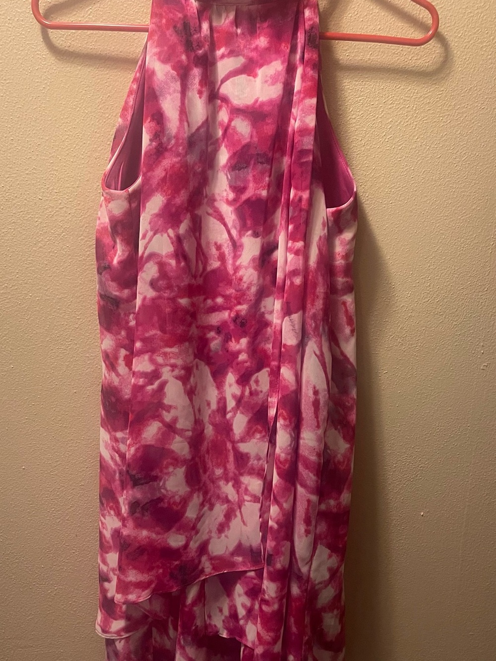 London Times Pink and White Tie-Dye Halter top